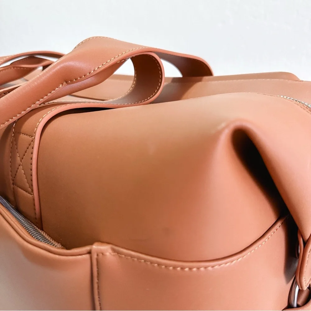 Monos Metro Saddle Tan Vegan Leather Weekender Travel Bag - Picture 6 of 13